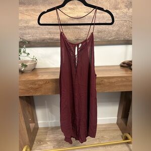 Free People Deep Red Lace Detail Dress